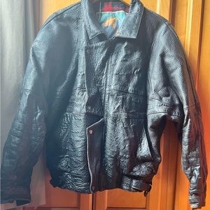 Vintage Leather Jacket, Black Bomber Jacket